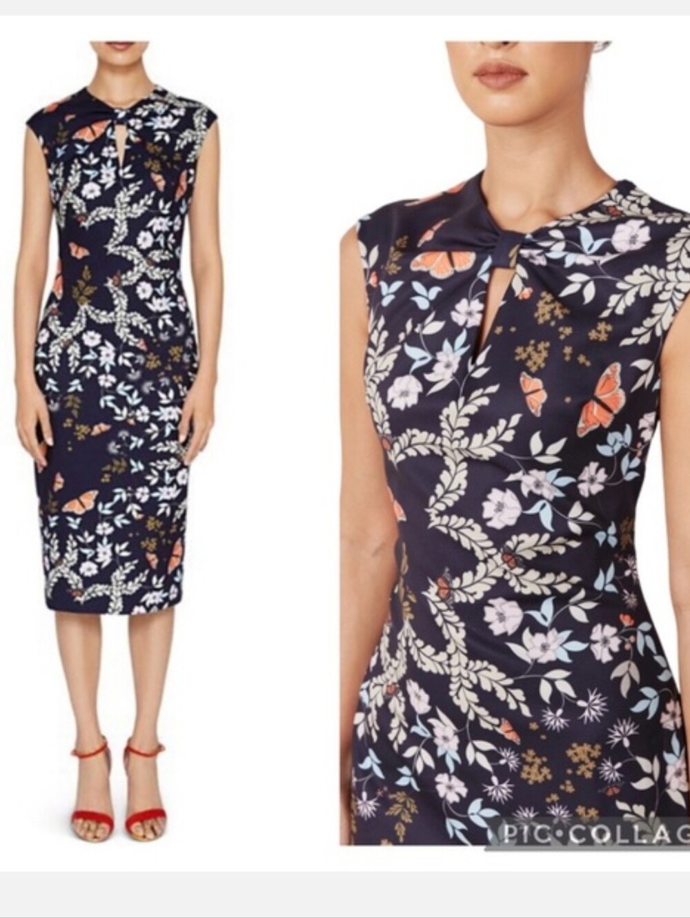 Ted Baker Kairra Kyoto Gardens Floral Sheath Dress Navy Multi-Color Women's 2